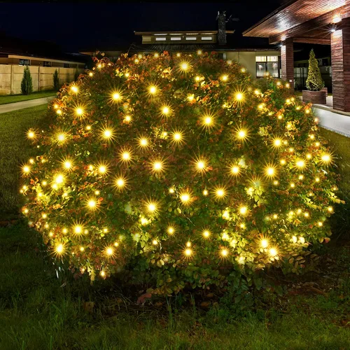 Vista 9 de Dirnun Red de luces LED de Navidad verde para exteriores, 160 LED de 5 x 7 pies, luz de malla de hadas impermeable para exteriores e interiores