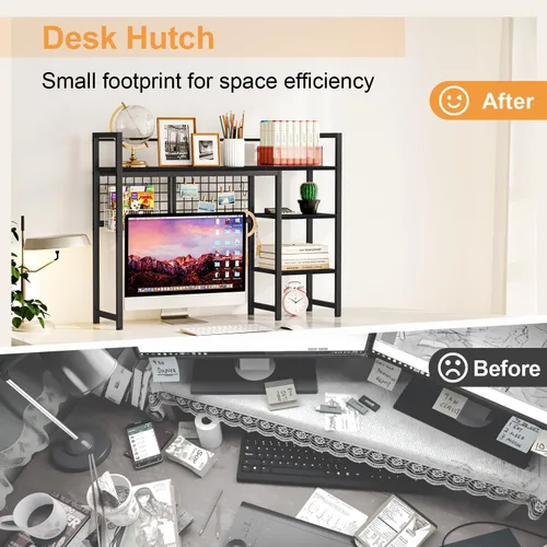Vista 7 de Snughome Estante de escritorio, estante organizador de escritorio de 38.6 pulgadas, gabinete de escritorio para monitor de computadora, estante