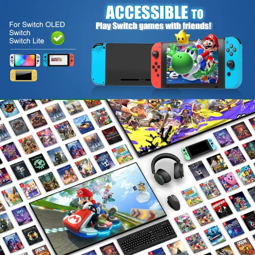 Vista 5 de Wireless Controller for Switch,Wireless Gamepad Switch Controller Support Motion ControlDual VibrationHLA