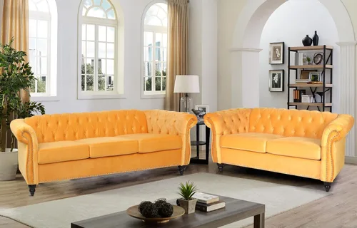 Vista 19 de RARZOE Chesterfield - Juego de sofá biplaza, beige, espuma, 1+2 plazas, 67 pulgadas de ancho x 32 pulgadas de profundidad x 27 pulgadas de alto
