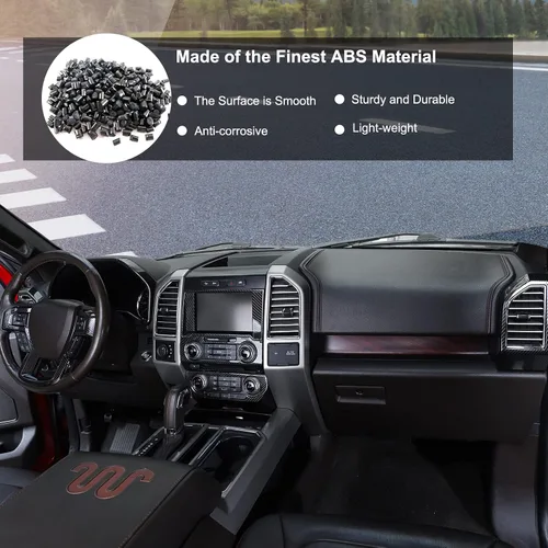 Vista 4 de Para Ford F150 2015-2020 consola central decoración interior kits para Ford F150 2015-2020 (11 unidades/juego, fibra de carbono negro)