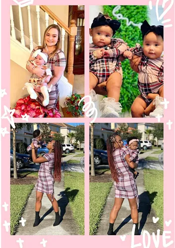 Vista 4 de PATPAT Conjuntos familiares a juego para mamá y yo, vestidos de manga corta, camiseta casual bodycon midi, conjunto a juego