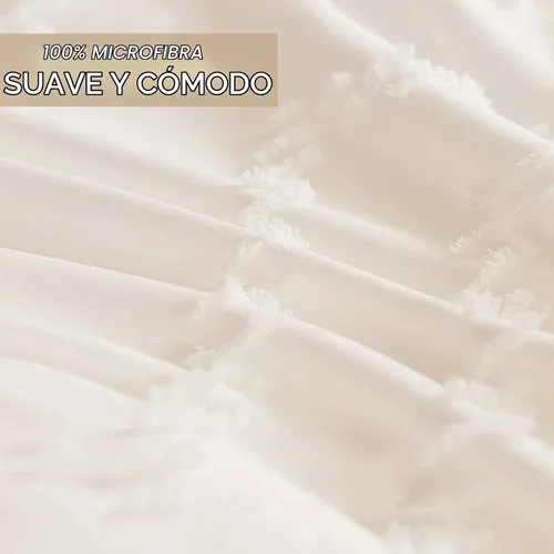 Vista 6 de Nanko Funda de Almohada Corporal 1 Paquete 20x54 pulgadas con Cremallera, Beige Tufted Jacquard Boho Suave Shabby Chic Microfibra Fundas de Almohada