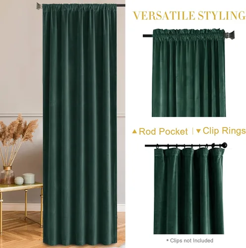 Vista 7 de jinchan Cortinas opacas de terciopelo para sala de estar, cortinas de lujo con aislamiento térmico para dormitorio, 120 pulgadas de largo, cortinas