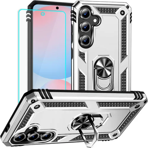 Vista 13 de Funda para Samsung Galaxy S24 FE: con protector de pantalla, fundas protectoras de grado militar con soporte de anillo de dedo para Samsung S24 FE