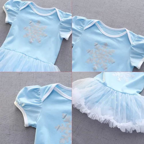 Vista 4 de Dressy Daisy Baby Girl Princess Romper Costumes Onesie Dress Bodysuit with Headband Halloween Birthday Party Fancy Outfits