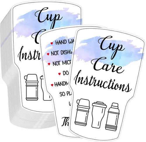 Vista 11 de Sureio 200 Piezas Tarjetas para Vasos Tumbler, Tarjetas de Instrucciones de Cuidado de Tazas, Tarjetas de Cuidado de Vasos, Inserto de Taza