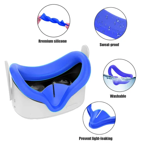 Vista 2 de Cubierta de agarre para control de realidad virtual, cubierta de silicona para la cara, protector antitiro con correas ajustables, funda de mango