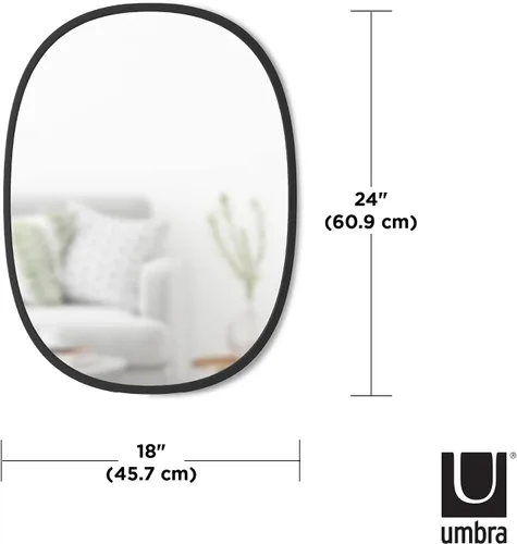 Vista 3 de [Usado] Umbra Hub Oval Wall Mirror with Rubber Frame, Modern Room Decor for Entryways, Washrooms, Living Rooms and More, Black