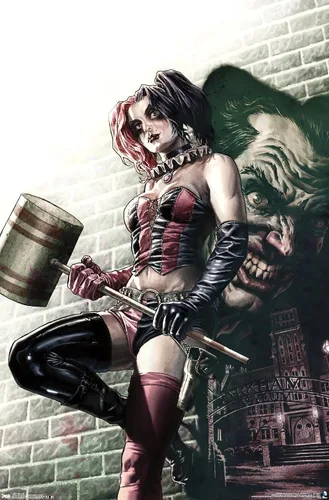 Vista 9 de Trends International DC Comics - Póster de pared de Harley Quinn, 14.725 x 22.375 pulgadas, versión enmarcada de madera de granero