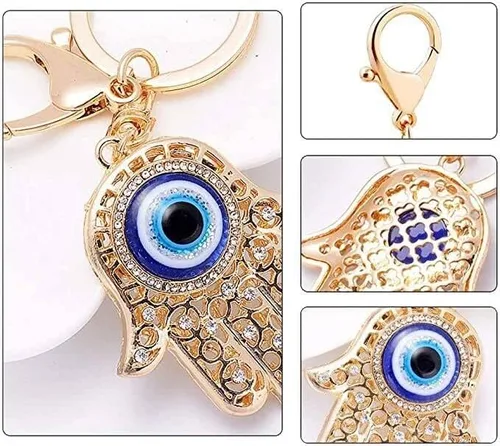 Vista 3 de 2 llaveros de mal de ojo, llaveros turcos de mano Hamsa de mal de ojo, llaveros de mal de ojo, decoración de ojos azules del diablo, adorno de buena
