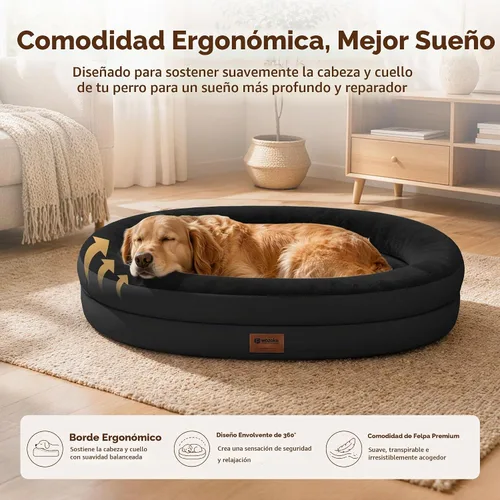 Vista 3 de Cama ortopédica impermeable para perros medianos, color negro