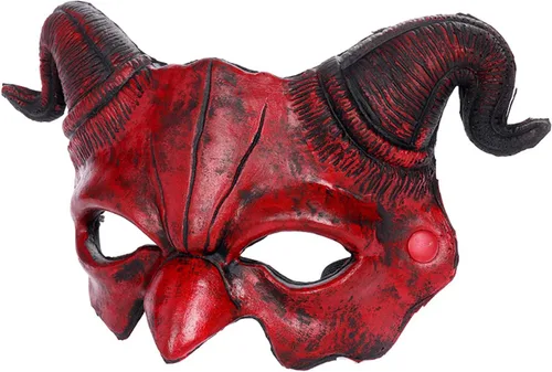 Vista 4 de Máscara de cuerno de oveja, fantasma y diablo, máscara de espuma de poliuretano, máscara de media cara para Pascua, Halloween, cosplay, fiesta