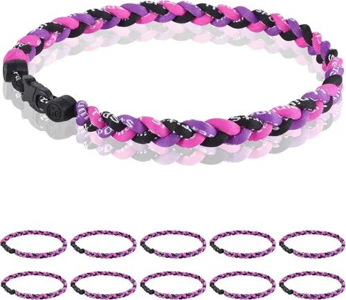 Vista 21 de Paquete de 12 Collares de Béisbol de 18 Pulgadas, Regalo de Equipo para Fanáticos de Béisbol, Diseño de Cuerda Tornado de Titanio Triple Trenzado