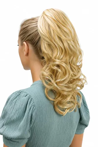 Vista 21 de PRETTYSHOP - Extensión de cabello rizado voluminoso, cola de caballo de 14 pulgadas con clip, resistente al calor