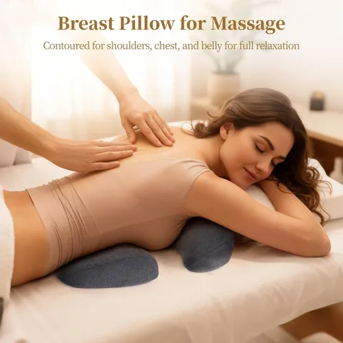 Vista 2 de Almohada de pecho para masaje, almohada boca abajo para dormir, cojín ergonómico para el pecho, cojín de masaje para cama de dormir, spa, hogar