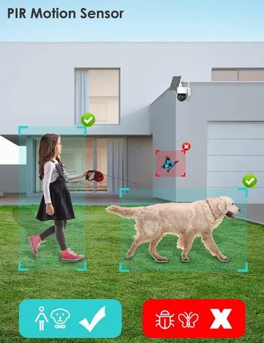 Vista 5 de Cámara de seguridad al aire libre, 2K/3MP Cámaras de seguridad de visión nocturna inalámbricas al aire libre con sensor de movimiento PIR IP66