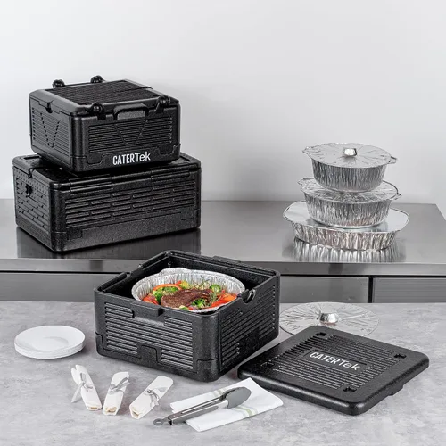 Vista 4 de Restaurantware -Cater Tek - Caja caliente de catering de 14 cuartos de galón, 1 bandeja portadora de alimentos aislada de carga superior - Capacidad