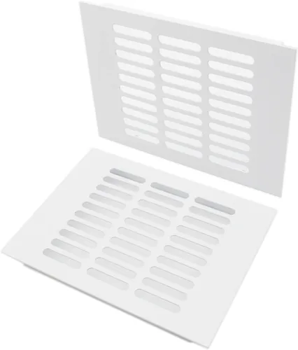Vista 20 de 2 fundas para ventilación de aire, rejilla de ventilación de aleación de aluminio blanca rectangular, cubierta de rejilla de metal para armario
