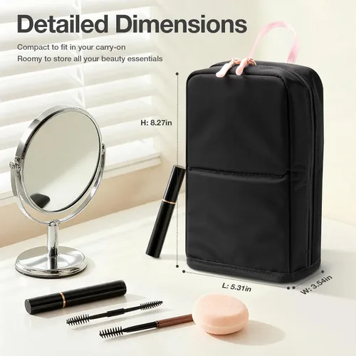 Vista 2 de Abiudeng Bolsa de maquillaje de viaje de pie Bolsa de maquillaje Bolsa de aseo de viaje, Negro