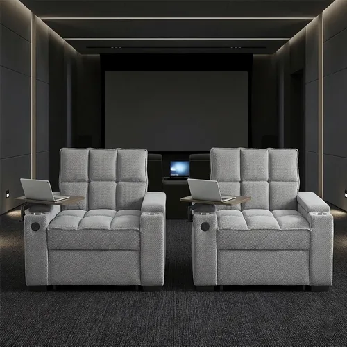 Vista 22 de Auvsoce - Sofá cama biplaza de 65 pulgadas, sofá convertible para sala de estar, sofá para RV con respaldo ajustable, chaise longue, mesa lateral