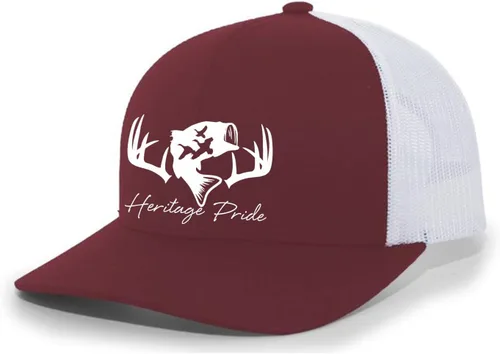 Vista 6 de Heritage Pride Sombrero de camionero de malla bordada para hombre de caza de pato de pesca de ciervos