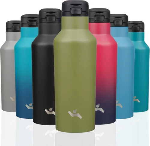 Vista 30 de Konokyo - Botella de agua aislada con popote, 25 onzas, doble pared de acero inoxidable al vacío con 2 tapas, cielo