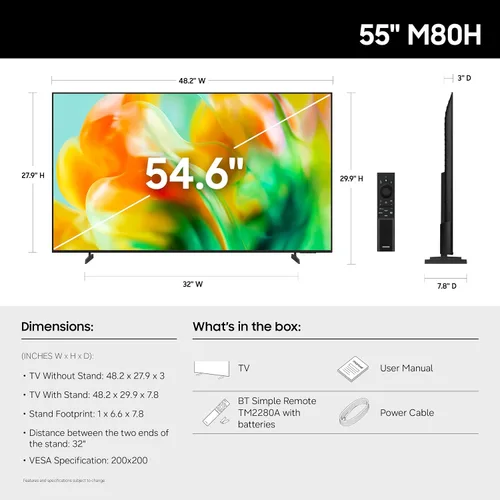 Vista 2 de Samsung Smart TV Class Mini LED de 55 pulgadas serie M80H Samsung Vision AI (modelo 2026, 55M80H) con modo AI, Motion Xcelerator 144Hz