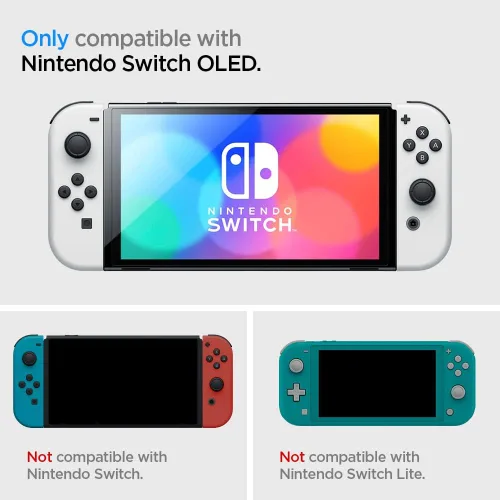 Vista 2 de Spigen Thin Fit Designed for Nintendo Switch OLED Model 7 Inch and Joy-Con Controller Dockable Case with Kickstand Protective Case - Black