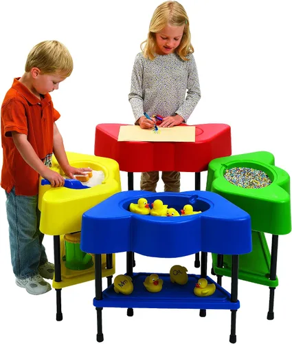 Vista 22 de Children's Factory - Mesa sensorial para niños pequeños con tapa, azul, AFB5100PB, actividades de arena y agua ajustables para niños, guardería