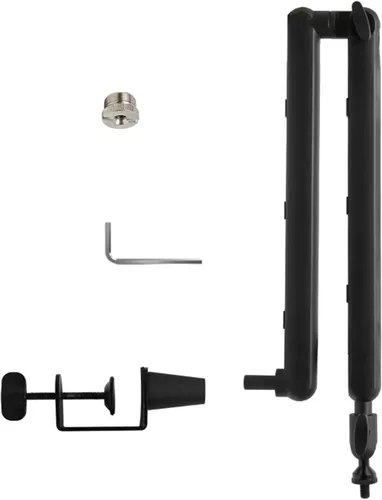 Vista 9 de 360 grados giratorio micrófono brazo brazo soporte aluminio construcción para teléfono tableta transmisión en vivo