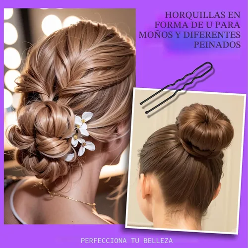Vista 3 de Teenitor 300 horquillas para el cabello, color negro, 100 alfileres negros de 2 pulgadas, 2.75 pulgadas, 100 horquillas para el cabello para mujeres
