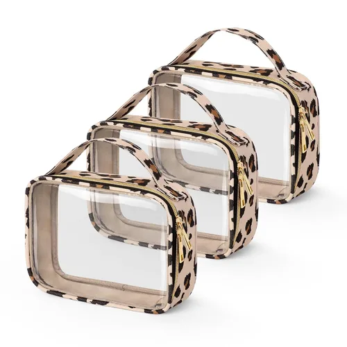 Vista 33 de Bolsa de aseo transparente Wedama, paquete de 2 bolsas de maquillaje transparentes con asas, bolsas cosméticas de PVC para mujeres y hombres, bolsas