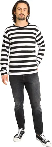 Vista 3 de Camisa de manga larga a rayas negro y blanco, para adultos