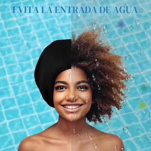 Vista 3 de Gorra de natación extragrande – gorro de natación para cabello largo, rastas, cabello ondulado, extensiones de cabello, trenzas, rizos y afros