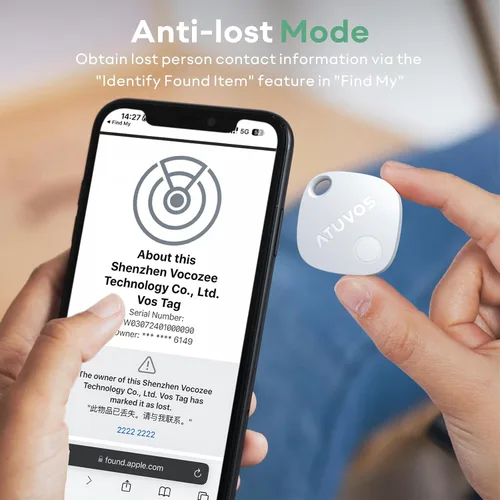 Vista 5 de Etiqueta de seguimiento Air Tracker de ATUVOS Paquete de 1, rastreador de equipaje con Bluetooth funciona con la aplicación Apple Find My