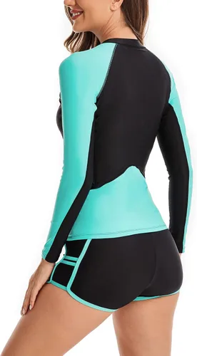 Vista 6 de Yateen - Traje de baño de dos piezas para mujer de manga larga con protección solar