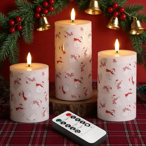 Vista 12 de Eywamage Velas de pilar sin llama de otoño naranja con control remoto, velas LED parpadeantes de cera de Acción de Gracias, funciona