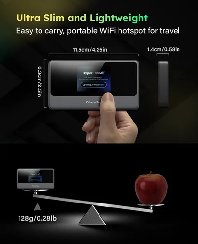 Vista 9 de GlocalMe MeowGo G40Pro 4G Hotspot WiFi portátil para viajes en más de 200 países, dispositivo de punto de acceso móvil 4G+ mejorado con IA