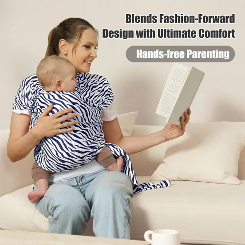 Vista 2 de Portabebés a la moda, diseño ergonómico de manos libres, elástico y ergonómico para bebés de 7 a 35 libras, suave y cómodo