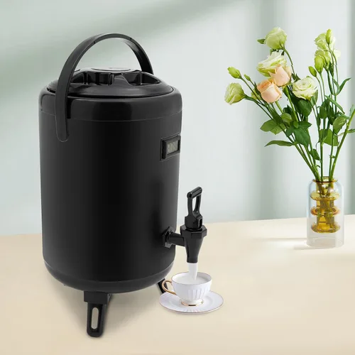 Vista 4 de Dispensador de bebidas aislado, dispensador de bebidas calientes de acero inoxidable de 2.11 galones con termómetro, dispensador de bebidas frías