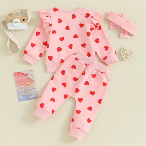 Vista 7 de Conjunto de 2 piezas para bebé, niña, niño, manga larga, arcoíris, con pantalones de leopardo, ropa de invierno y primavera