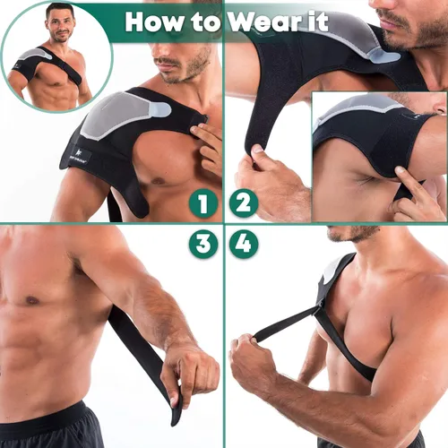 Vista 3 de Manguito rotador para aliviar el dolor y apoyo, inmovilizador ajustable para manguito rotador desgarrado, lesiones de hombro, recuperación