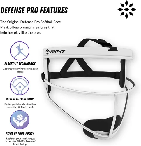 Vista 2 de RIP-IT Girl's Defense Pro Softball Fielder’s Face Mask - Gloss Rosado