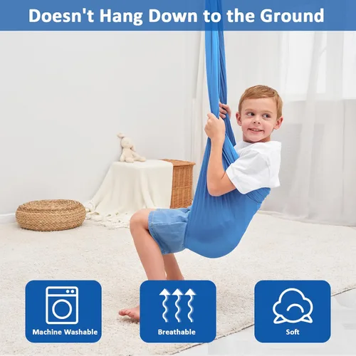 Vista 3 de Columpio sensorial, columpio de terapia para niños con necesidades especiales (herramientas incluidas), columpio sensorial para TDAH, autismo