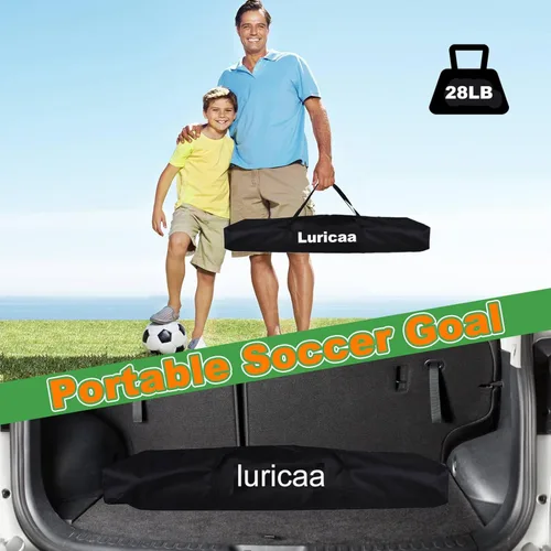 Vista 5 de Portería de fútbol plegable, 12×6 pies / 16×7 pies. Portería de fútbol portátil para el patio trasero, con configuración rápida, incluye 1 bolsa
