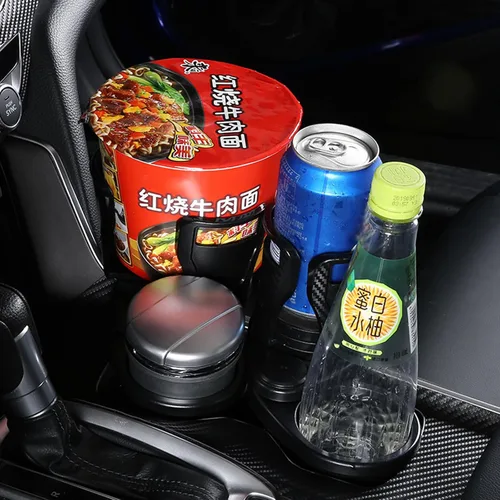 Vista 6 de Car Cup Holder Expander Adapter 2 in 1 Multifunctional 2 Cup Mount Extender 360 Rotating Bottles Drink Holder Car Gadget