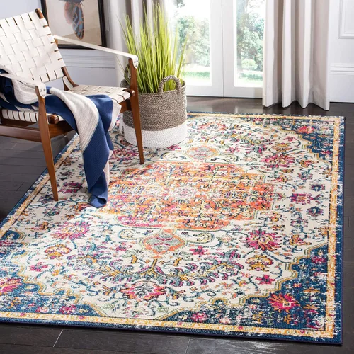 Vista 12 de SAFAVIEH Colección Madison MAD447B - Tapete bohemio con medallón antiguo y elegante, no desprende pelusa, para la sala, dormitorio, comedor