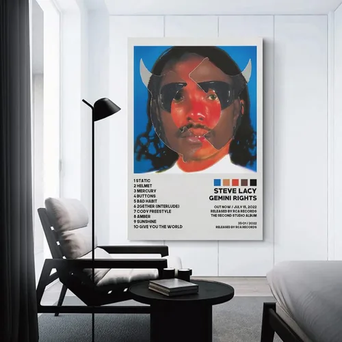 Vista 3 de QIAOZ Póster de Steve Lacy con diseño de derechos de Géminis para habitación, póster estético de arte de pared, 12 x 18 pulgadas (11.8 x 17.7 in)