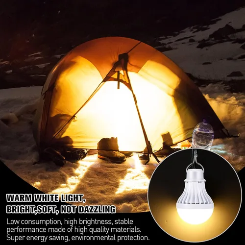 Vista 6 de 3 bombillas LED USB, luces de campamento portátiles de 5 W con cable divisor USB de 1 a 3, cable de 8.2 pies de longitud extra para tienda